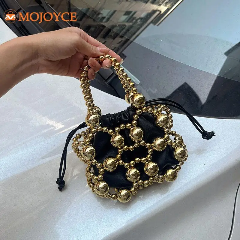 

Metal Mini Evening Bag Elegant Crossbody Bags Hollow Beaded Handbag Women Wedding Prom Clutch Purse Birthday Party Shoulder Bag