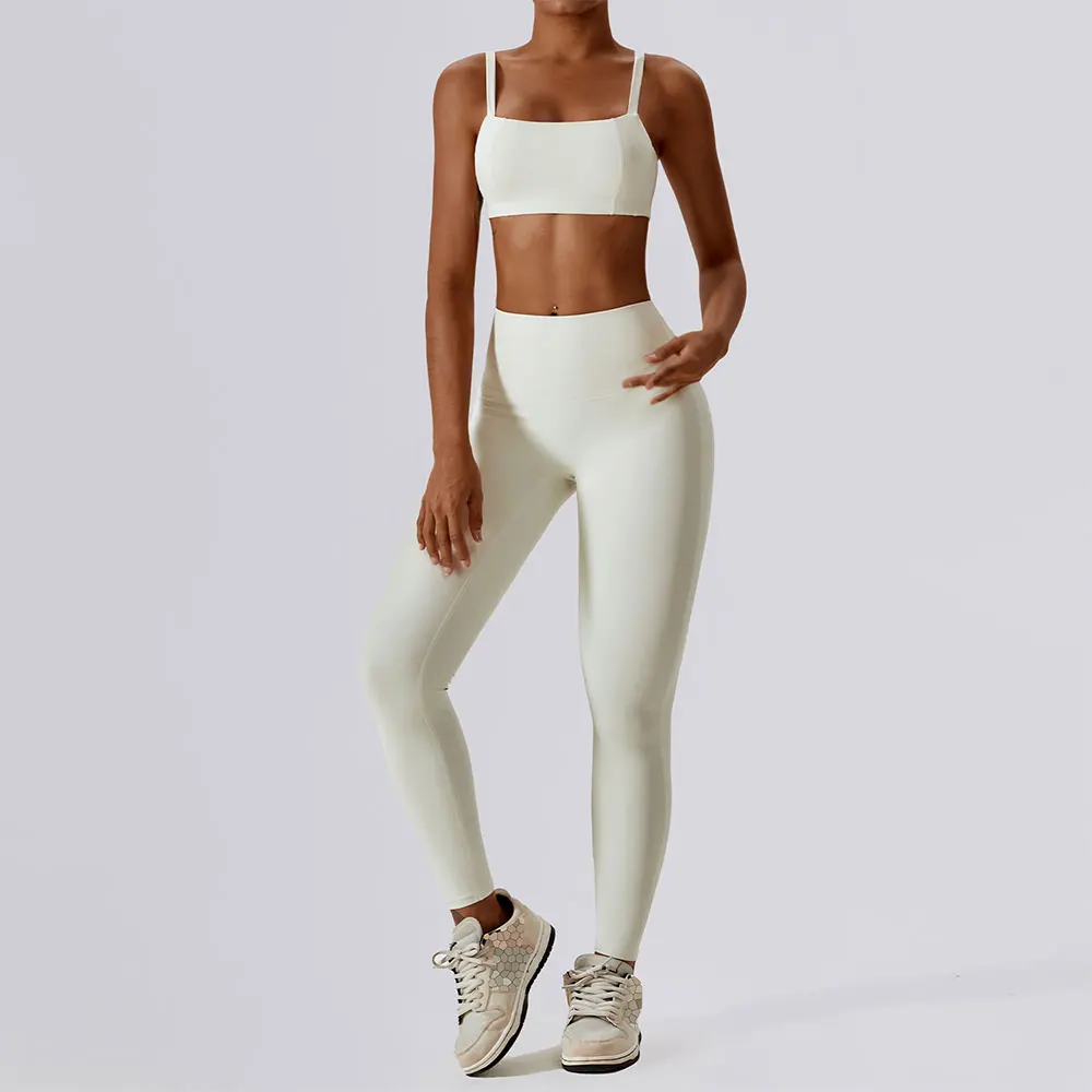 Set di abbigliamento da Yoga abbigliamento sportivo da donna Leggings a vita alta e Top Set di due pezzi tuta da palestra senza cuciture abiti da