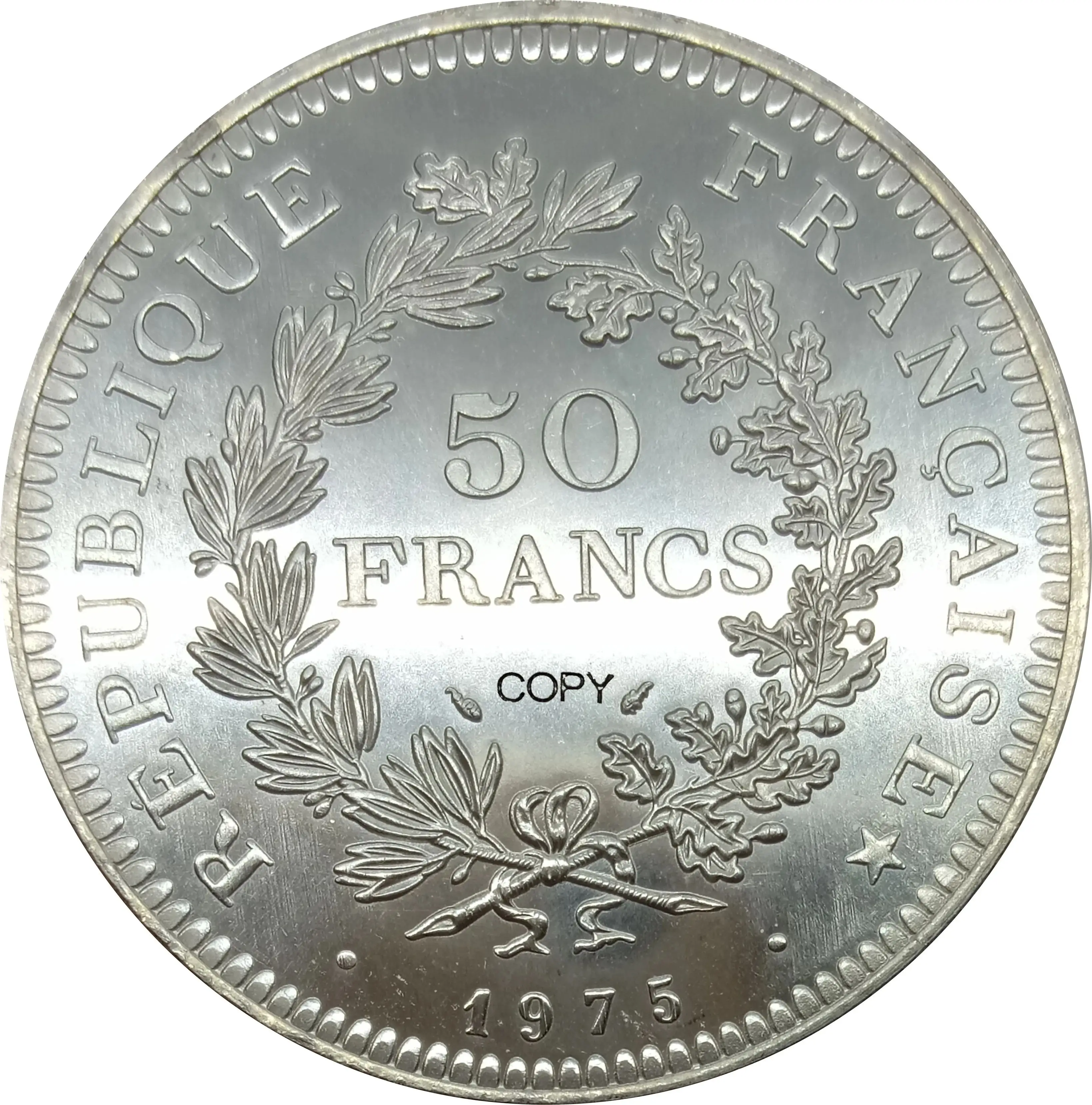 France 1975 50 Francs French Hercule De Dupre Silver Plated Copy Commemorative Coin Ww2 Moneda Collectible Coins