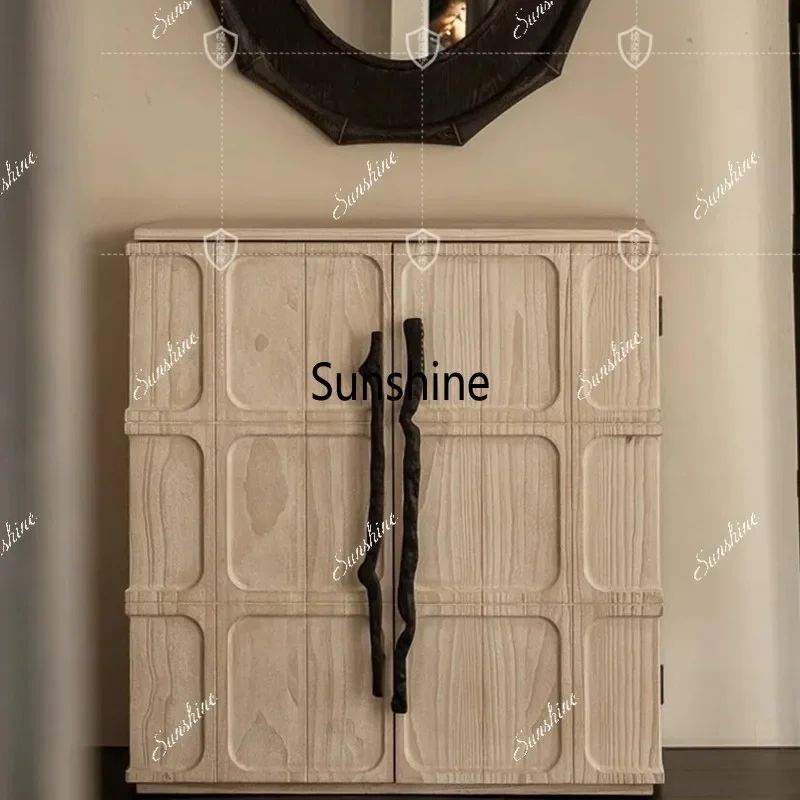 

French retro quiet solid wood side locker