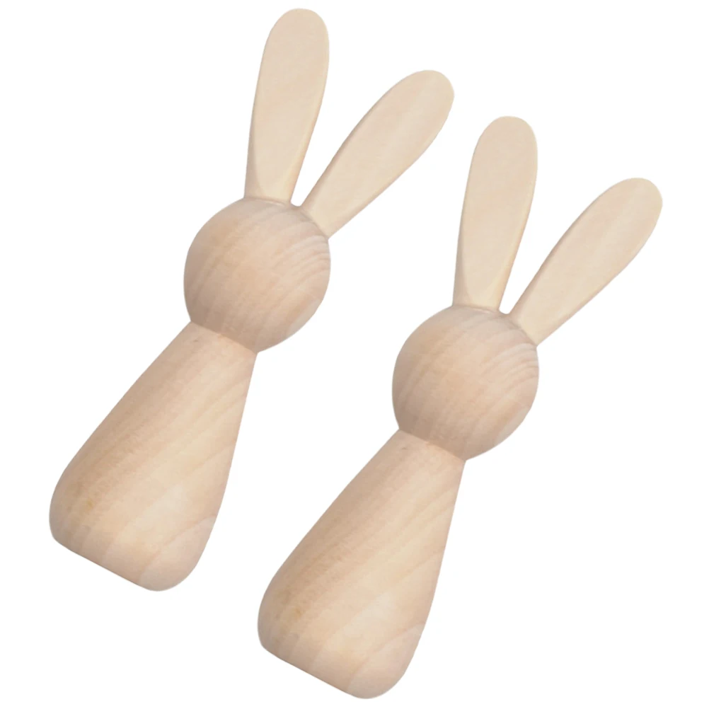 

2pcs Ornament Unfinished Small DIY Blank Peg Decor Wooden Decor Creative Blank Wooden Peg Table