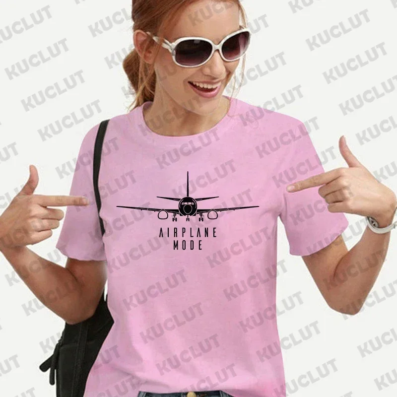 Airplane Mode Shirt for Women Clothing Travel Traveler Tee Shirts Vacation Clothes Pilot Plane T-shirts Short Sleeve Tshirts