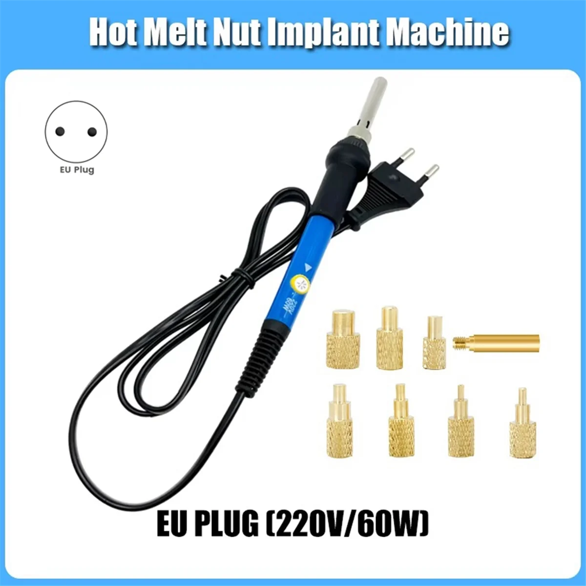 AA98 Heat Set Insert Soldering Iron Tip M2-M6 Brass Hot Melt Inset Nut Embedded Thread Insertion Kit for 3d Printing EU-Plug