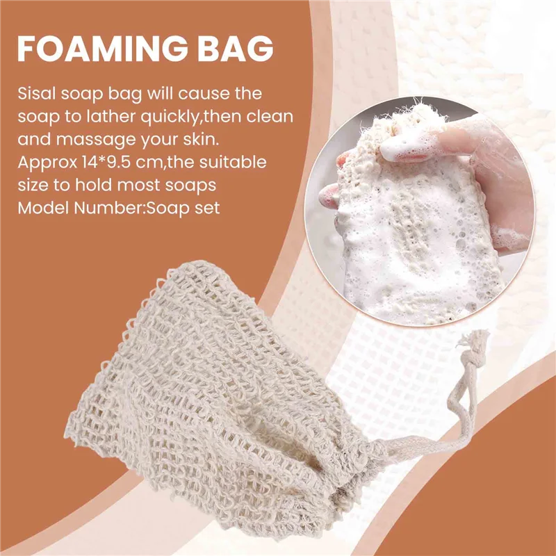 

Shower Bath Sisal Soap Bag Natural Sisal Soap Bag Exfoliating Soap Saver Pouch Holder 50Pcs CNIM Hot