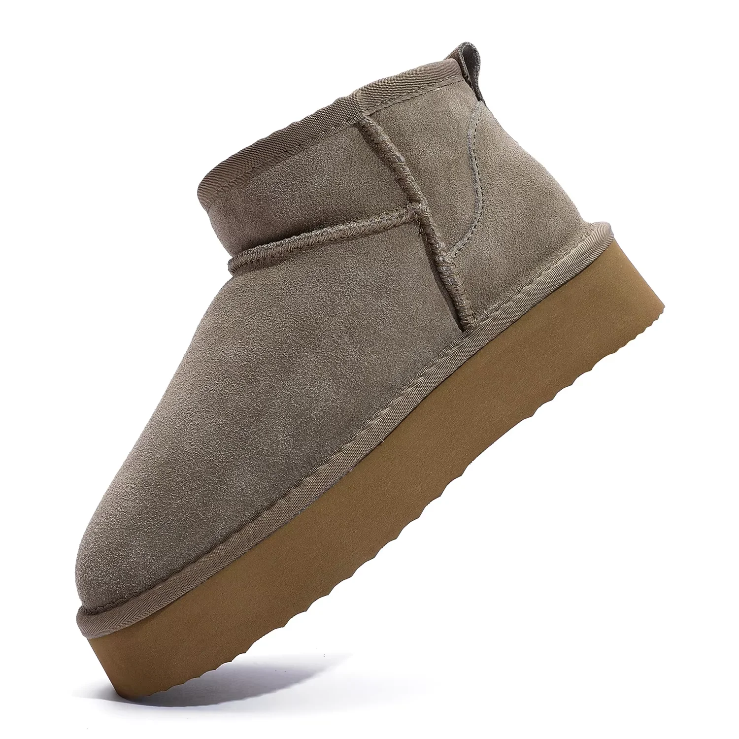 Winter Cow Suede Boots For Women Classic Women's Platform Mini Boots Outdoor Short Plush Antiskid Ankle Boots Cozy Fuzzy Boots