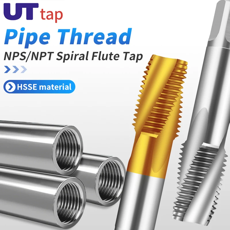 

UT HSSE-M35 JIS Standard American Pipe Spiral Fluted Tap NPT/NPS White/TIN 1/16 1/8 1/4 3/8 1/2 3/4 1-11.5Machine ScrewThread