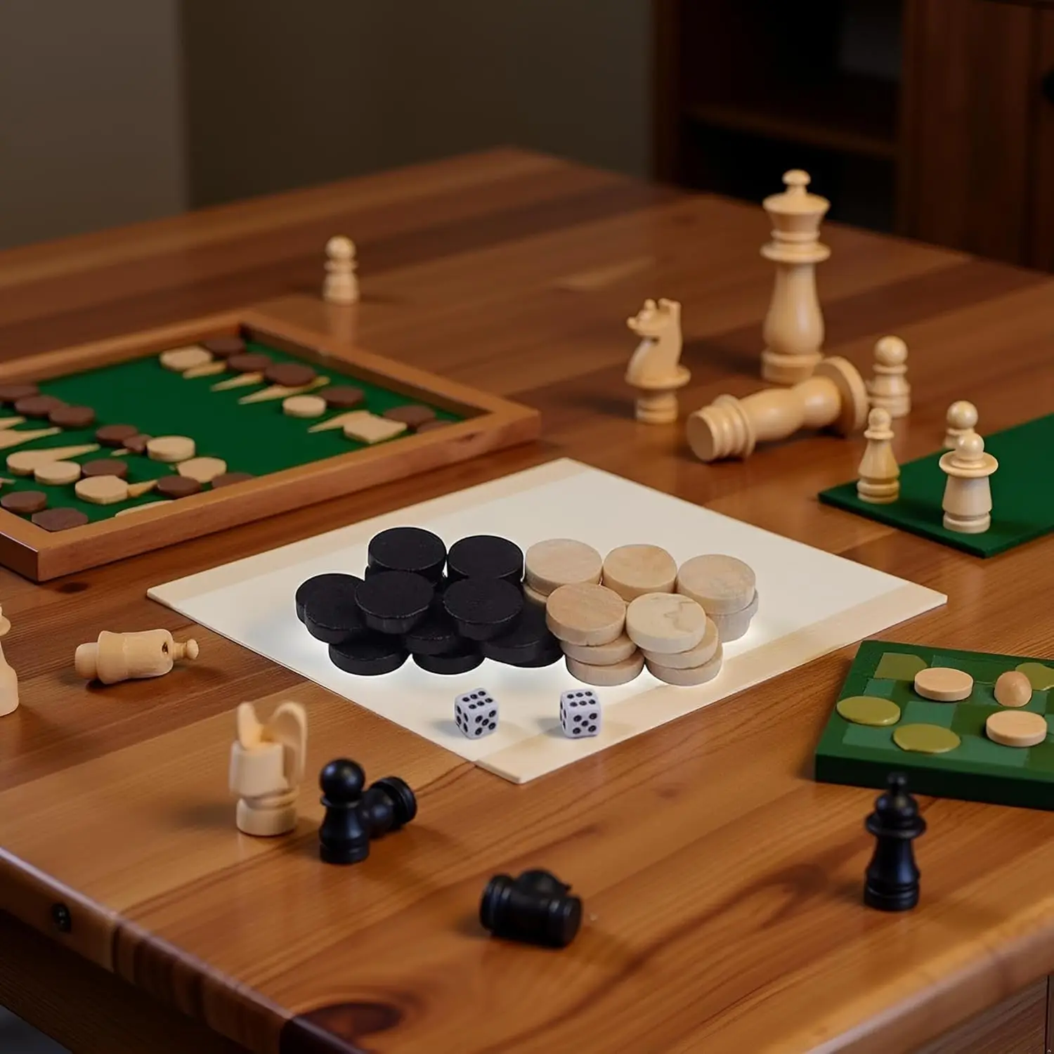 32 peças de xadrez de dois tons para jogos de tabuleiro de damas, damas e gamão