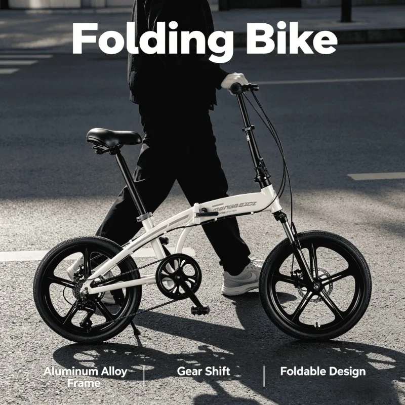 

Lightweight 20-Inch Aluminum Folding Bike for Adults - Portable Shock Absorbing Urban Commuter Bicycle Bicycle for Adults