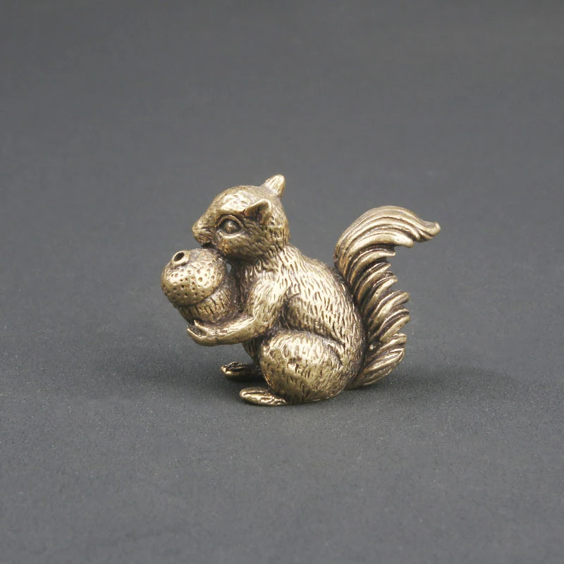 Brass Squirrel Holding Chestnut, Creative Incense Holder, Desktop Ornament, Collectible Art Piece, Tea Pet Decoration, Handicraf