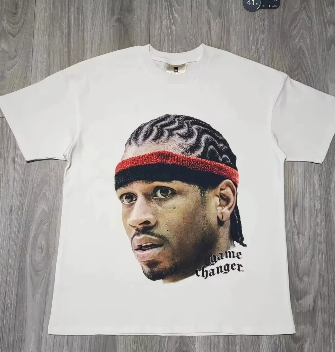 2024 Summer Basketball Star Retro Short-Sleeved Big Head Graphic Print T-Shirt Men's Short-Sleeved Summer Street Sports T-Shirt