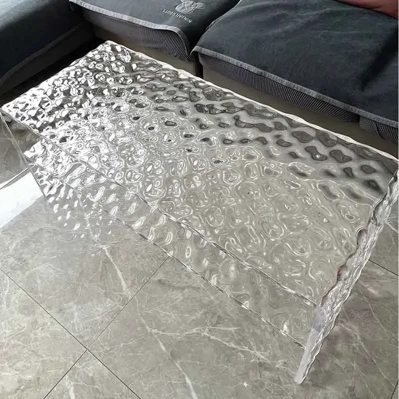 Mesa de centro acrílica con ondulación de agua para sala de estar, muebles nórdicos, mesa lateral de lujo, mesa de té transparente, escritorios de almacenamiento creativos