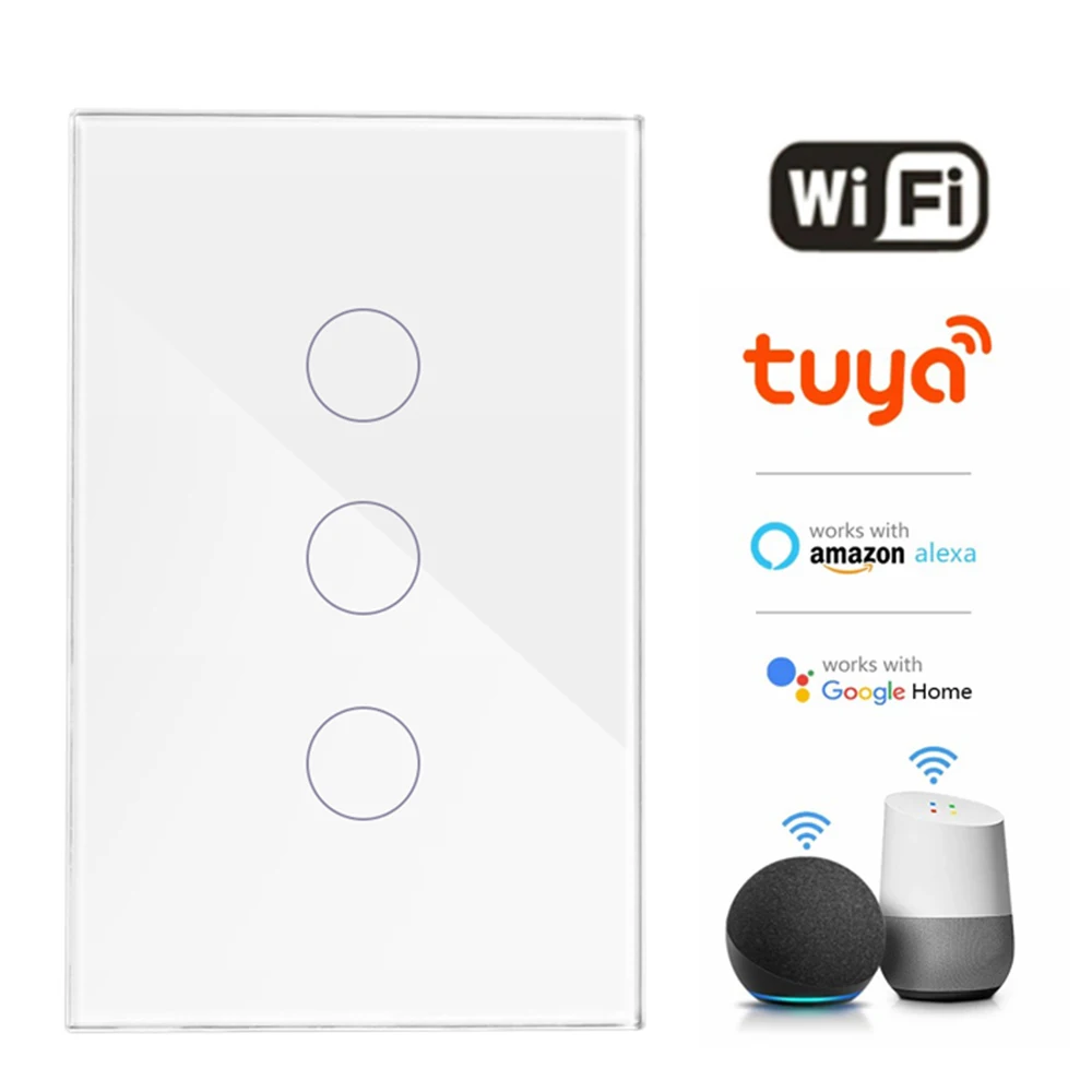 

Smart Switch Wifi Touch Network Connection Wireless Remote Control Tuya App Control Alexa Google AC110V 220V Light Switch