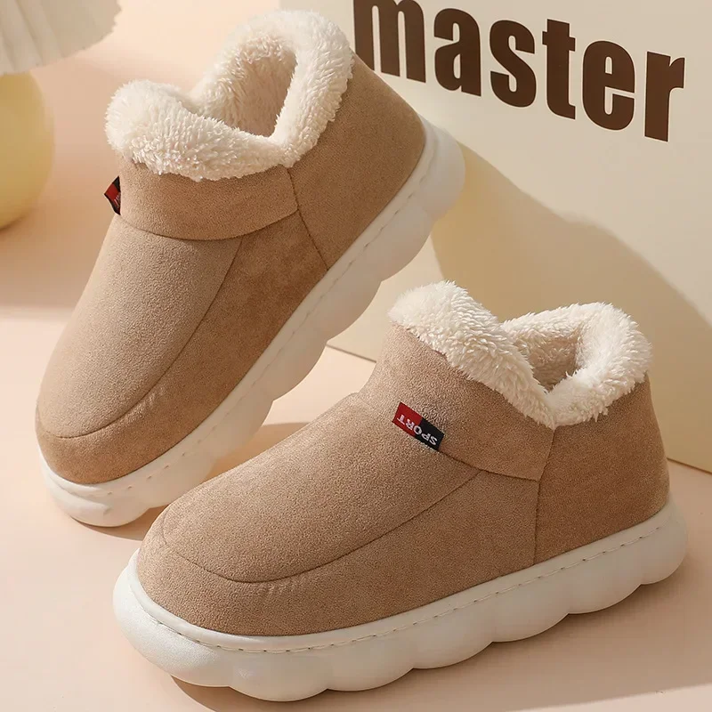 

Bebealy Winter Men Shoes Winter Short Plush Men Slippers Outdoor Fur Non-slip House Shoes Casual Fuzzy Soft Cozy Men Shoes Women