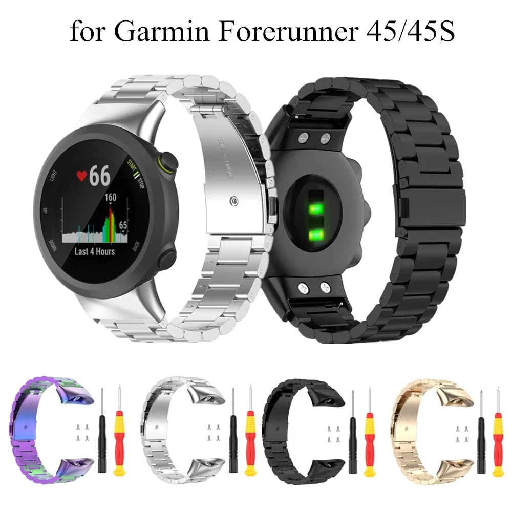 Correa de acero inoxidable para reloj inteligente Garmin Forerunner 45 45S, pulsera de Metal de repuesto para Garmin Swim 2