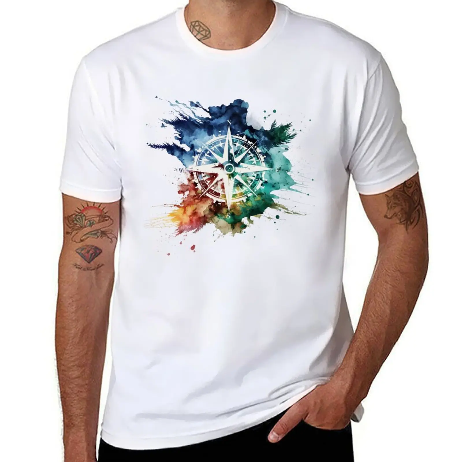 

Travel Colorful Compass T-Shirt cotton t shirts man 100% man graphic t shirt T-Shirt