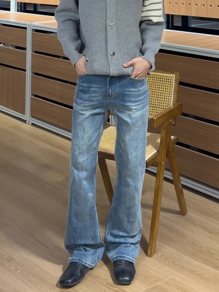 

Blue Cleanfit Men's Winter American Style Straight Leg Jeans mid Waist Washed Casual Comfortable Non Deformable Pants