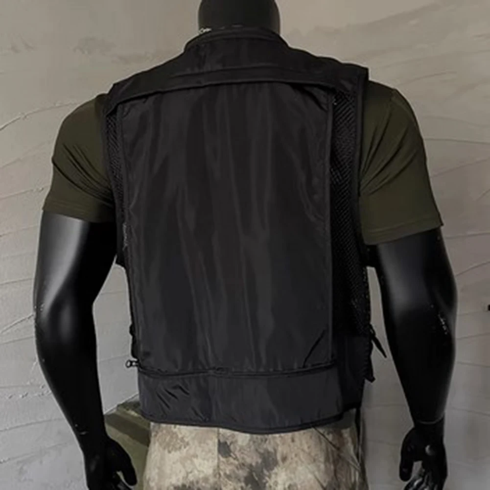 Mens Sleeveless Vest with V Neck and Multiple Pockets Mesh Jacket for Photography Fishing and Outdoor Adventures