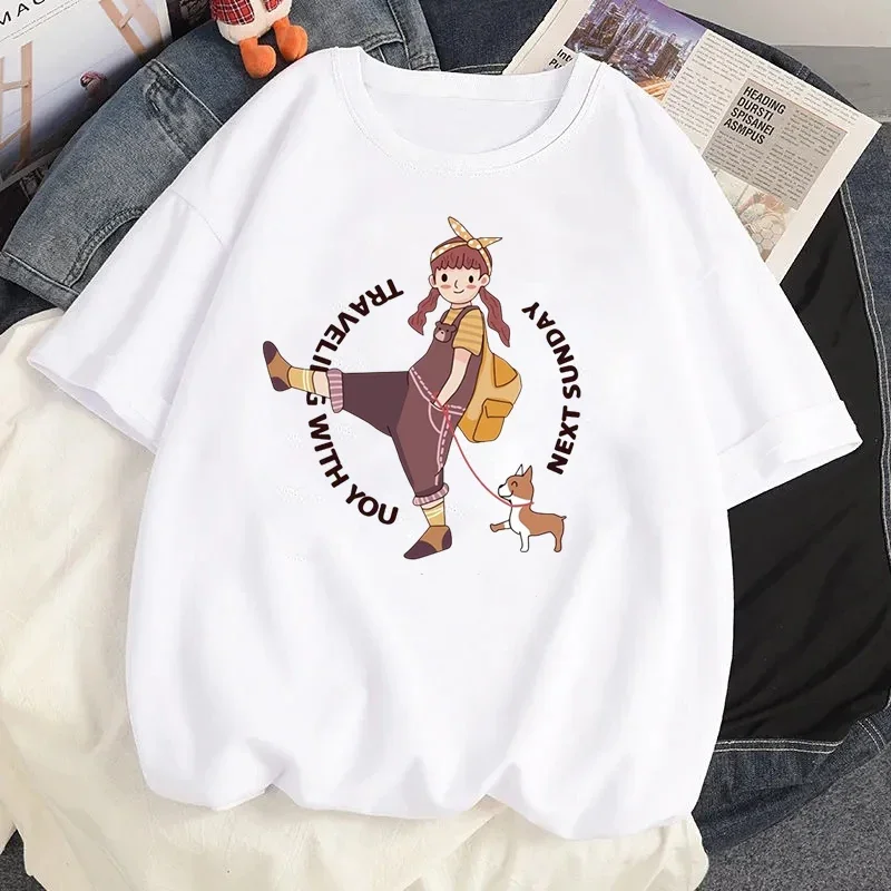 Harajuku Girls Clothing Y2k Streetwear Tees Kawaii Clothes Women T-shirt Summer Cute Graphic Cartoon Print Tshirt Female Blouse