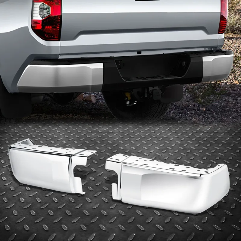 US For 2014 2015 2016 2017 2018 2019 2020 2021 Toyota Tundra Rear Step Bumper Corner End Cap Side Cover Chrome Pair