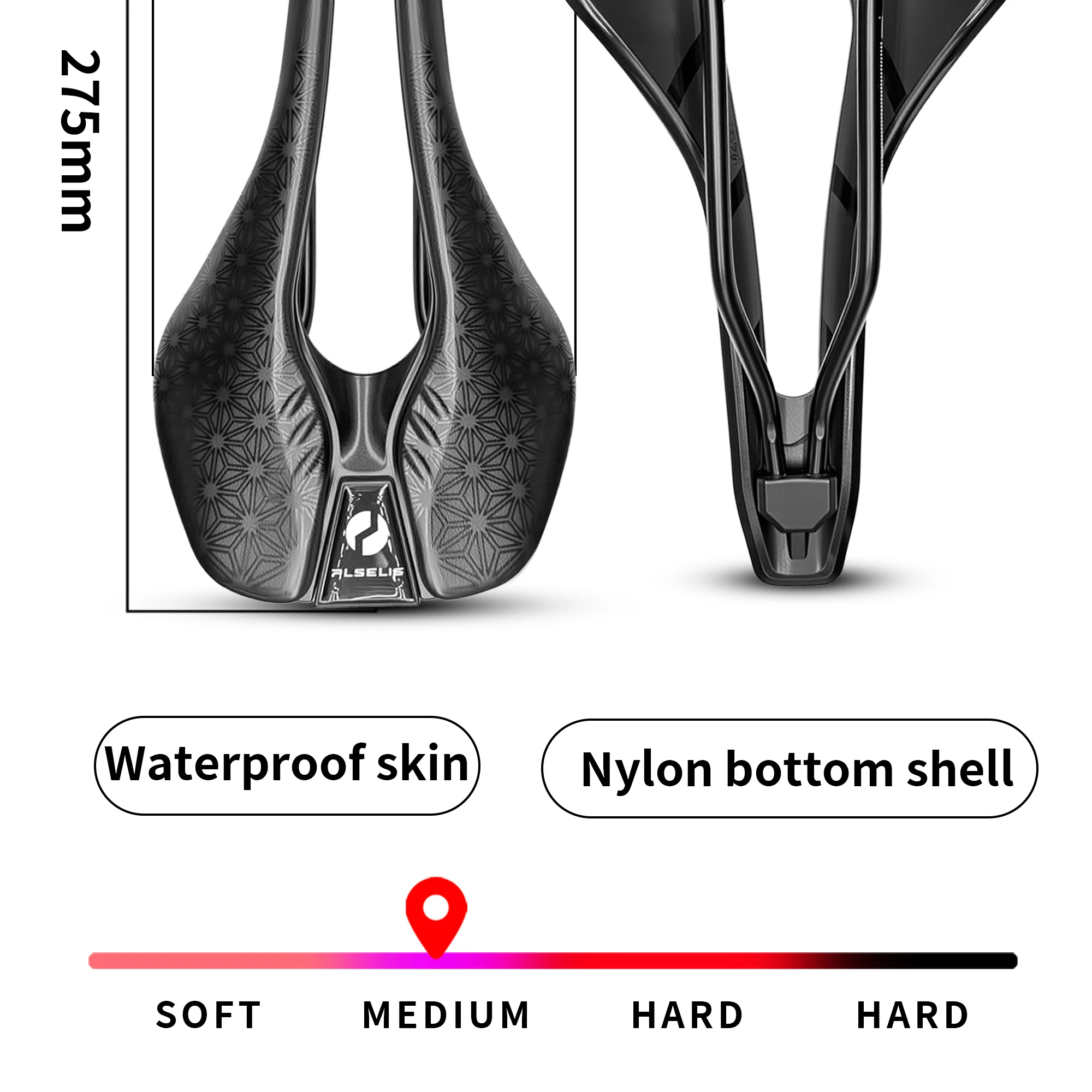 Plselis Leichter Rennrad-Sattel mit Hohlraum-Design, Atmungsaktiv, 280g, Rennrad-Zubehör – Detail 4