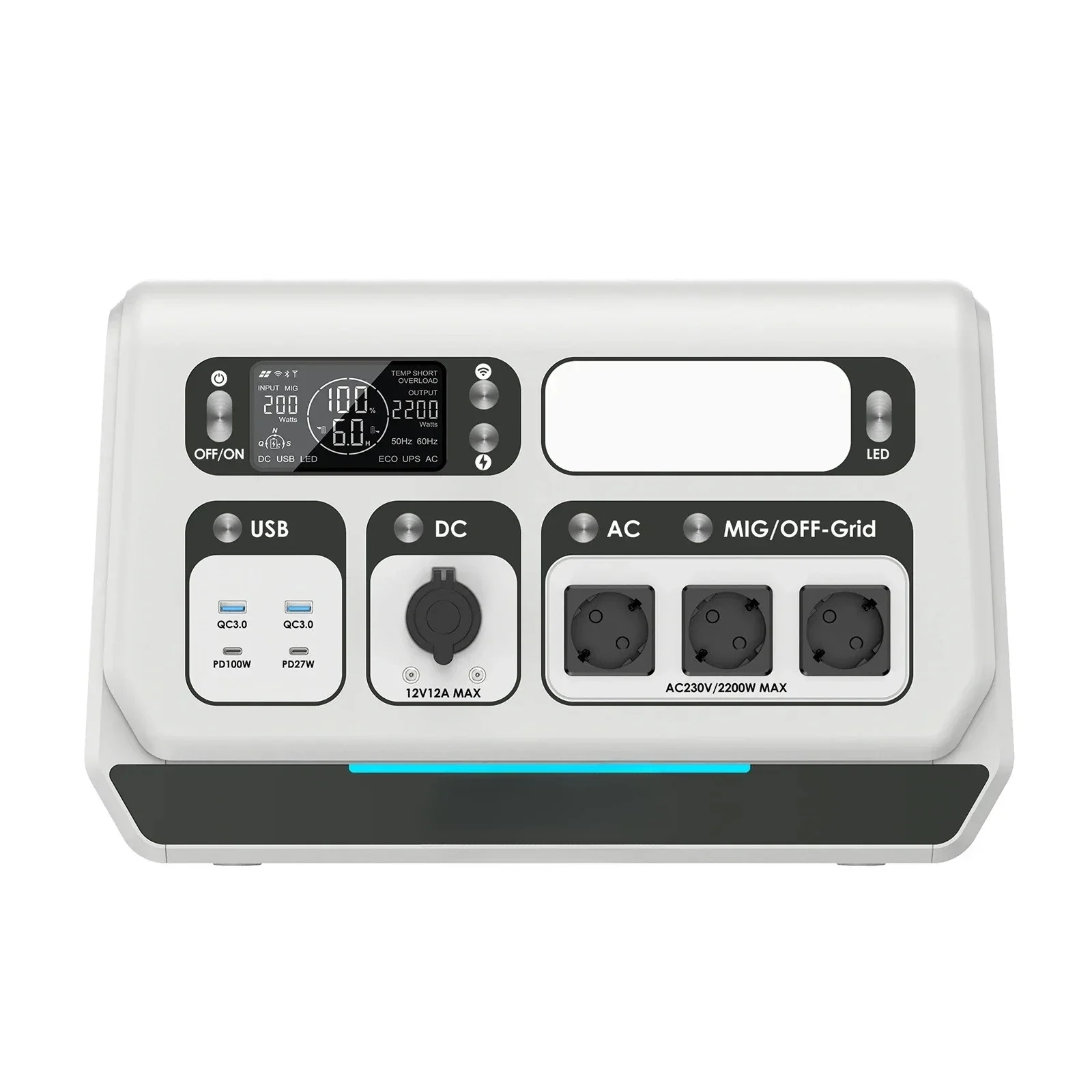Portable On Grid Inverter Balcony System 2200W CE certified Off Grid 2048wh Power Solar Station Balcony System Battery