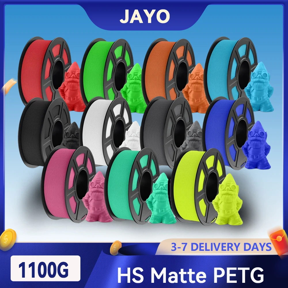 JAYO 1100G 3D High Speed Matte PETG Filament 1.75mm 30mm/s - 600mm/s Print Range High Flow Speedy PETG 3D Printer Filament