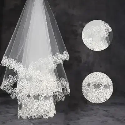 Velo de novia de accesorios de boda con patrón de ciruela de encaje de lentejuelas pequeñas