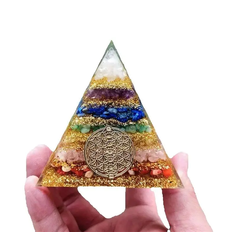 8cm Natural Stone Orgonite Planet,Pyramid Crystals Orgone Energy Generator, Healing Reiki Chakra Meditation Crystal
