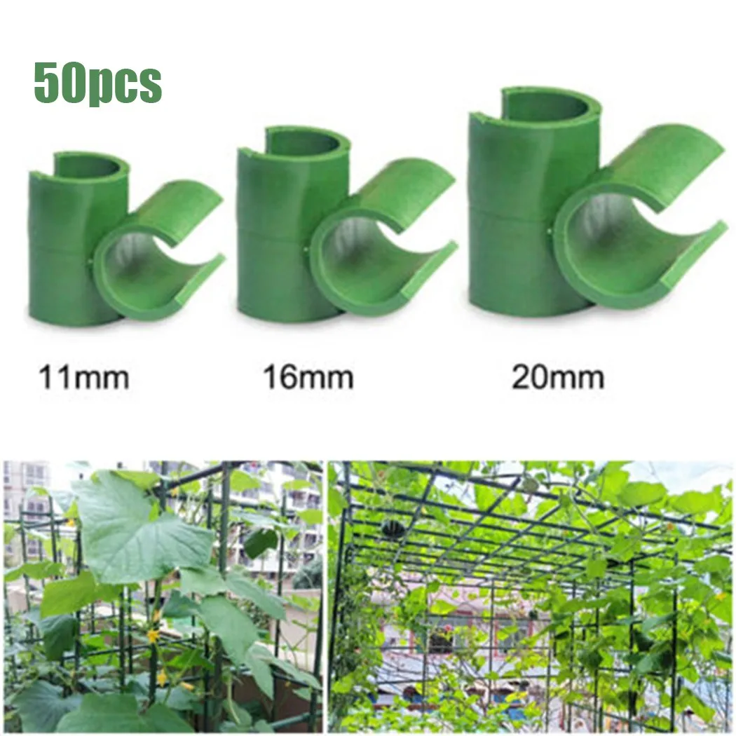 50pcs Plastic Plant Trellis Connector Clip Garden Vegetable Frame Rod Support Fixed Connector Pillars Stake Clips Supplies