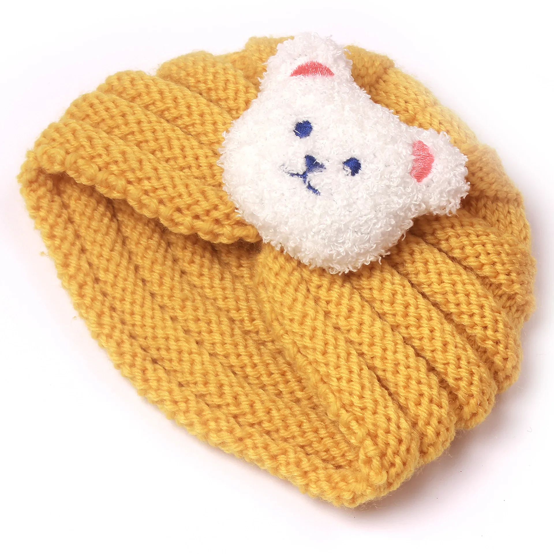 

0-3Y Baby Warm Knitted Hat Cute Bear Doll Knitted Beanie for Newborn Winter Warm Bonnet Children's Woolen Hats Toddlers Knit Hat