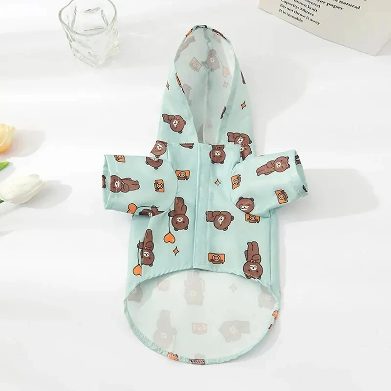 Dog Raincoat with Hat Summer Short Sleeve Dog Waterproof Clothes Puppy Coat Dog Raincoat Outdoor Coat for Bichon Small Dogs