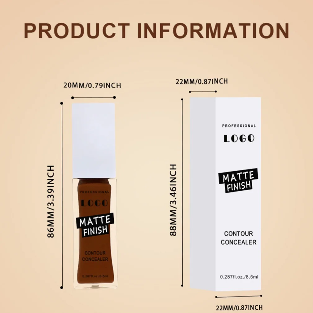 Etiqueta privada logotipo personalizado vegano 8,5 ml botella de vidrio blanco sin pastel corrector mate hidratante de larga duración maquillaje al por mayor
