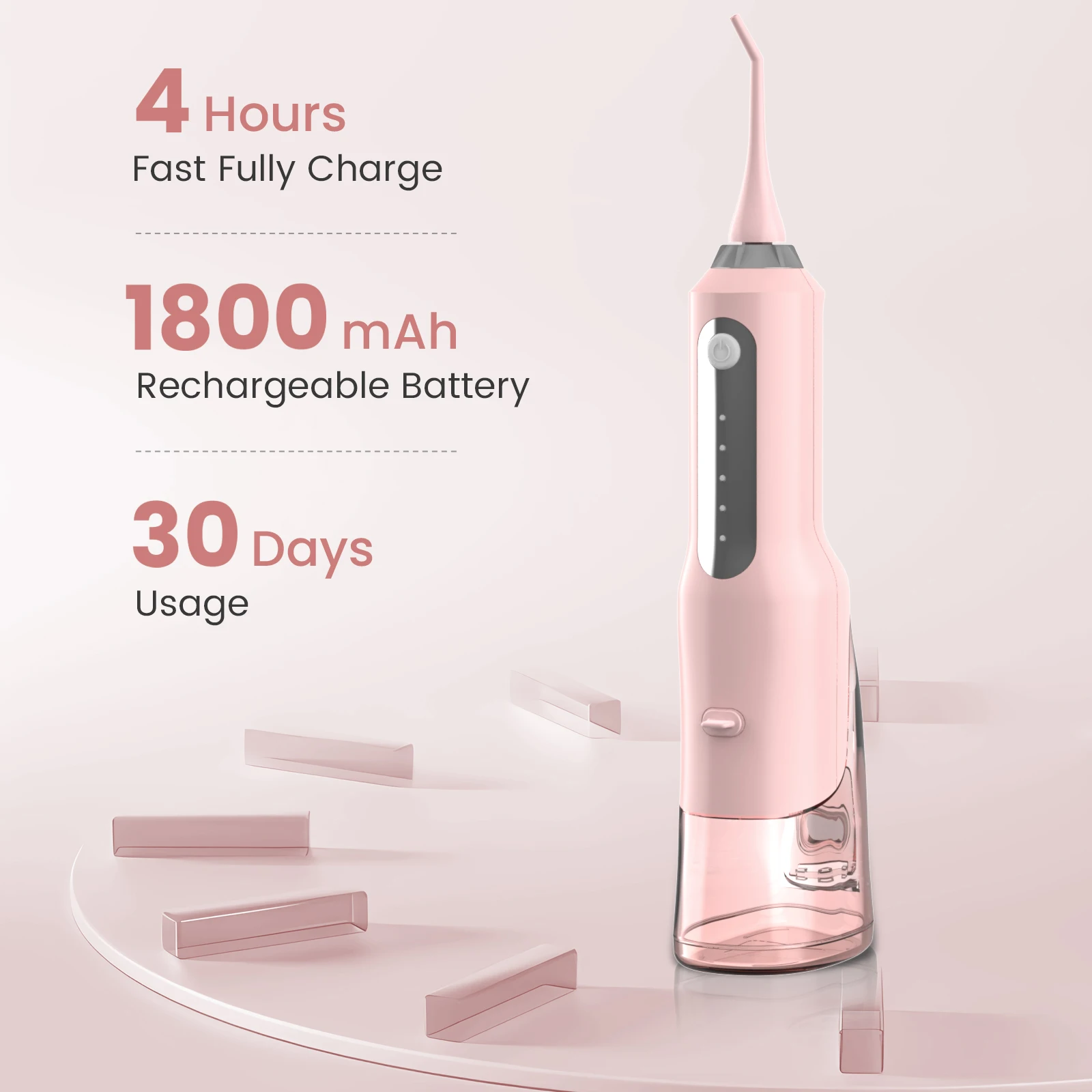 Portable Electric Oral Irrigator USB Rechargeable Dental Water Flosser 1800mA Water Jet Floss Tooth Pick 5 Jet Tip 270ml 5 Modes