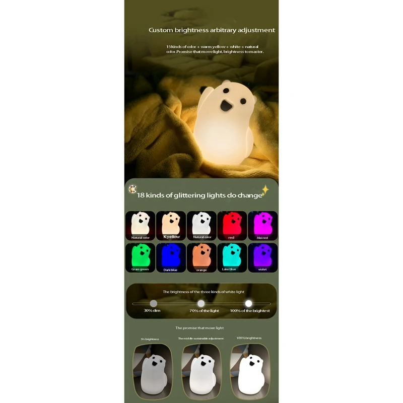 Veilleuse LED mignonne pour chambre d'enfant, lampe de pépinière, ours, tout-petit, bébé, filles, garçons, cadeau pour enfants