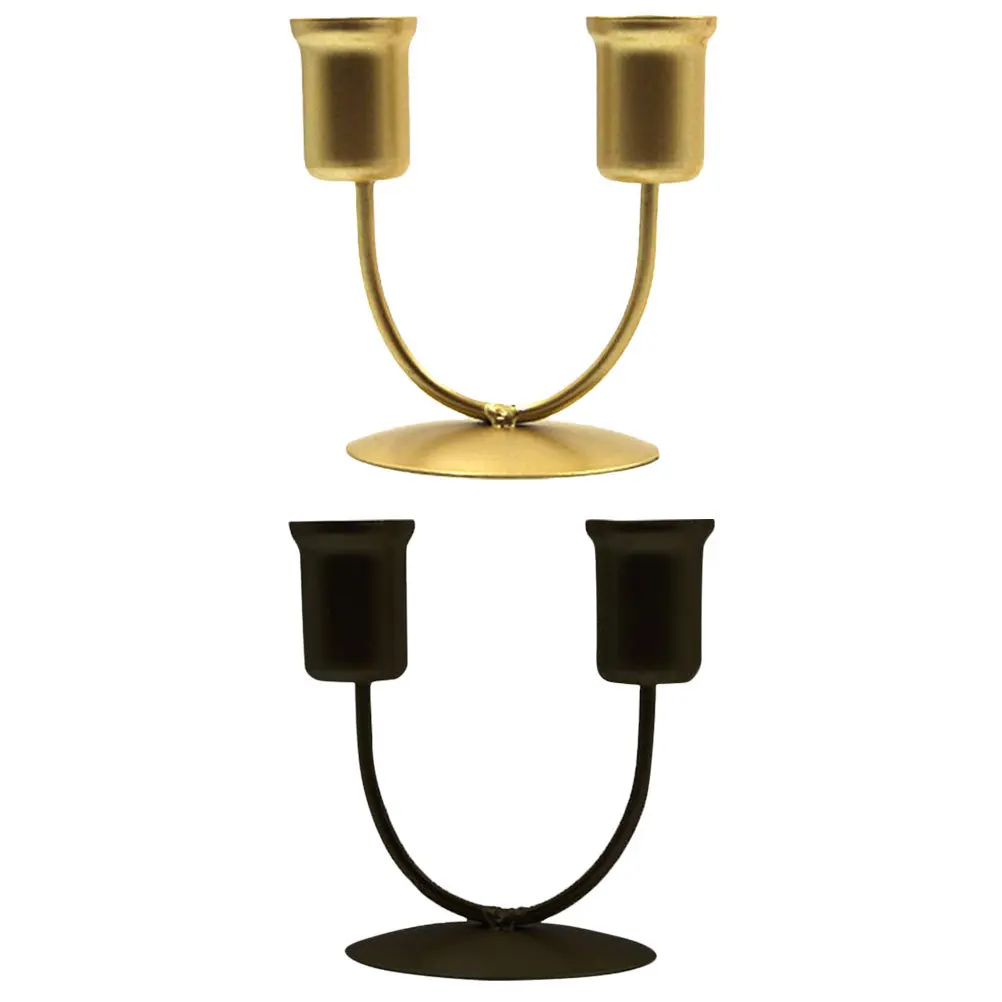 2Pcs Creative Taper Candlestick Holders U Shaped Iron Decorative Table Centerpieces for Home Office Use Holder