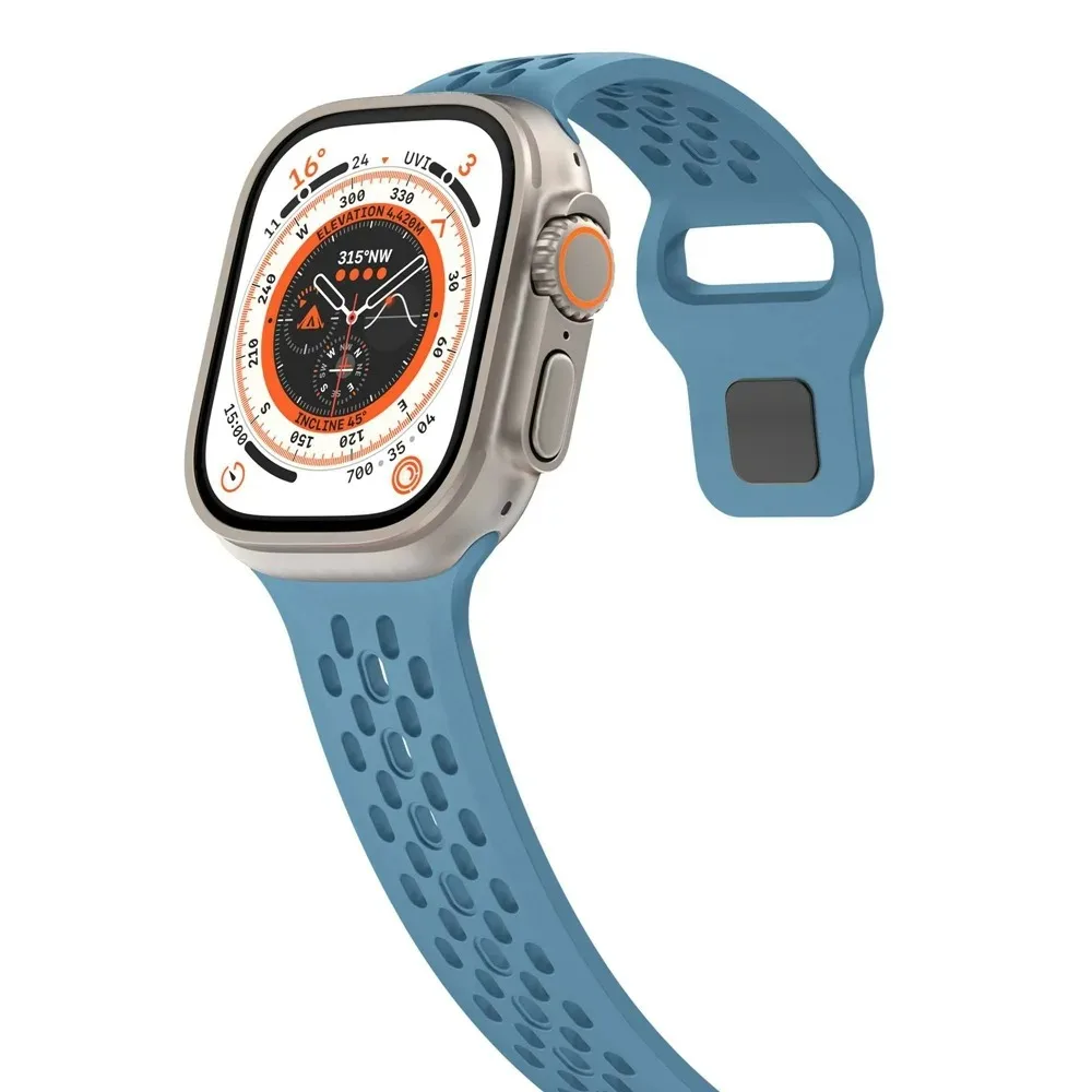 حزام سيليكون قابل للتنفس لساعة أبل 49 مللي متر 46 مللي متر 45 مللي متر 44 مللي متر 42 41 40 مللي متر سوار رياضي iWatch Ultra 11 10 9 8 7 6 SE3 حزام