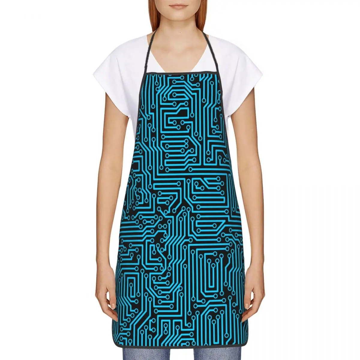 Reboot Computer Circuit Board Apron for Women Men Bib Cpu Science Hacker Programmer Cooking Kitchen Tablier Cuisine Chef Baking