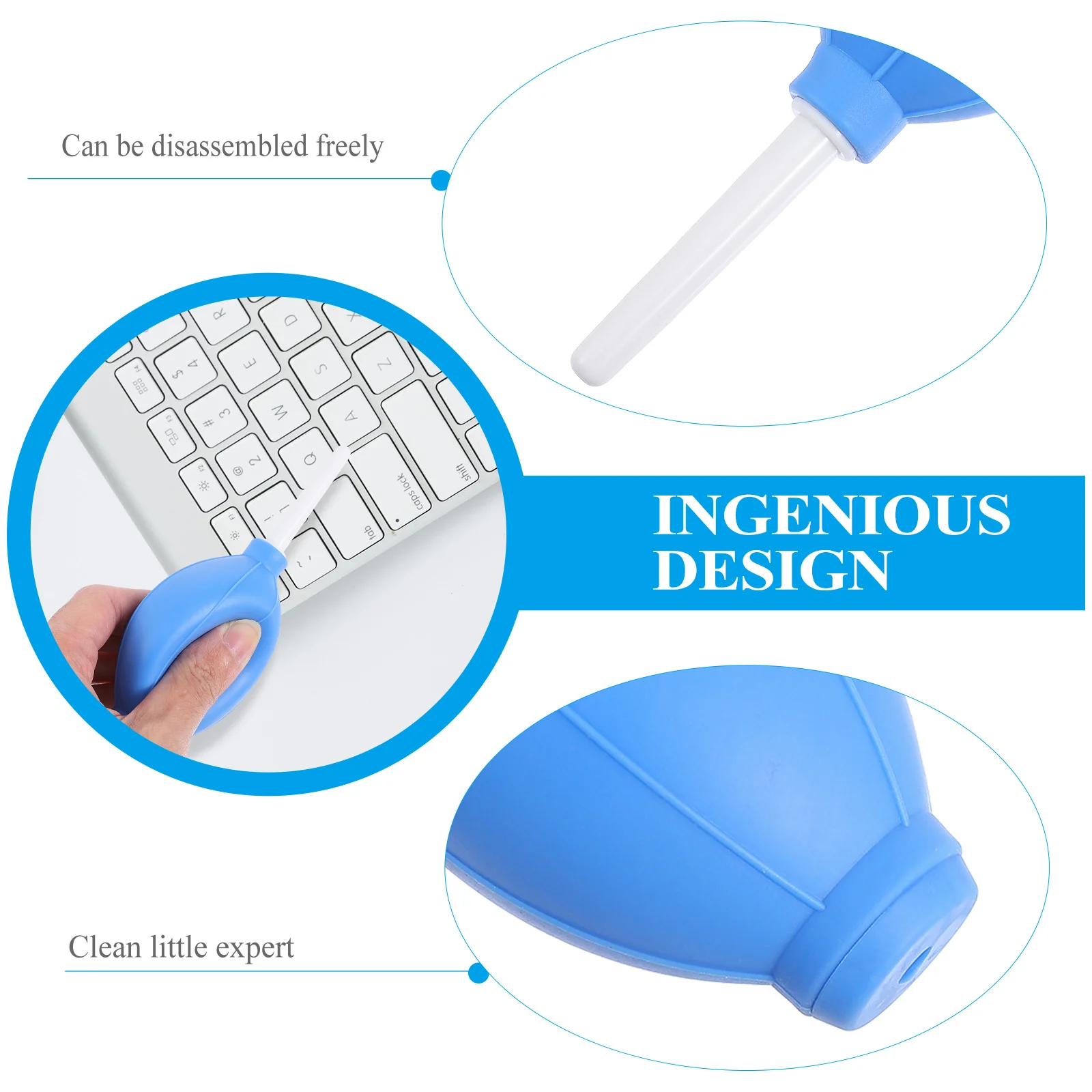 

2Pcs Blue Silicone Air Blower Dust Cleaner Pump Oval Shaped for Camera Lens Phone Keyboard Watch Precise Dust Removal Air