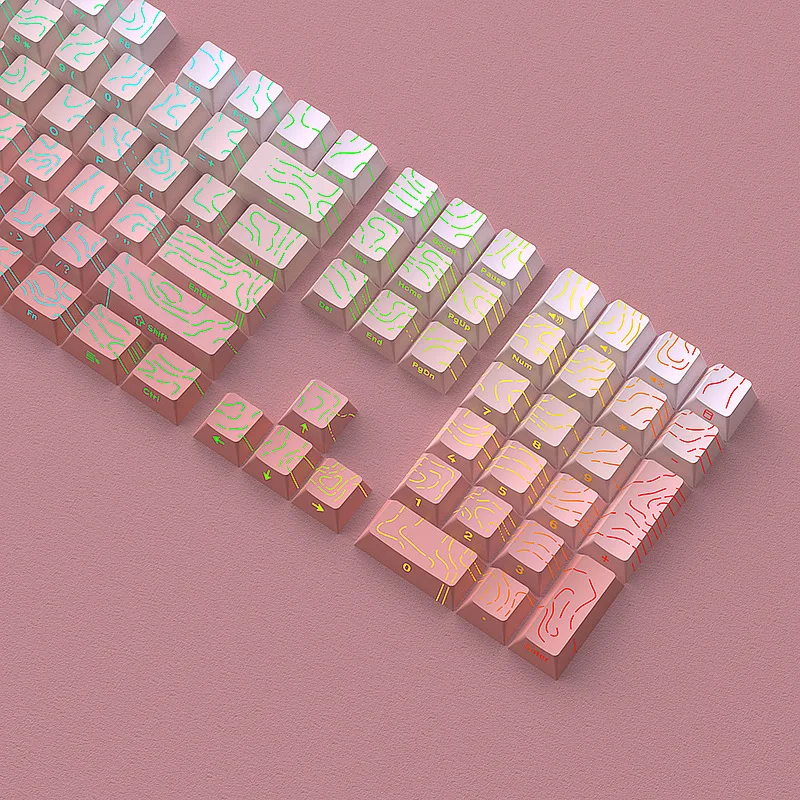 KUXM Blush Contour 4.0 Keycaps OEM Height 130 Keys Two-Color Small Full Set Cracked Glowing