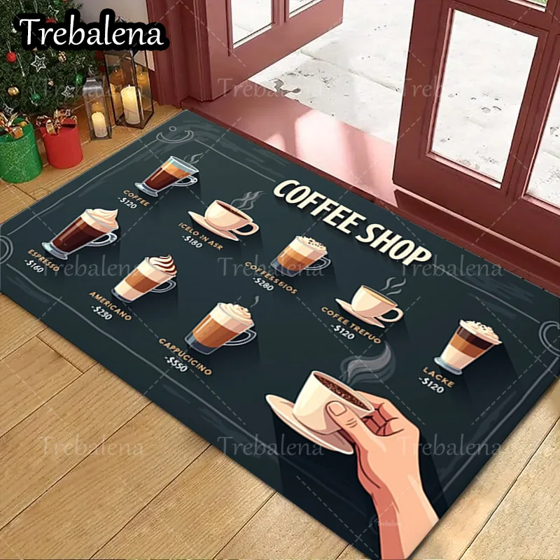 

1pc Welcome Door Mat Coffee Shop Menu Design Floor Mat For Home Decor