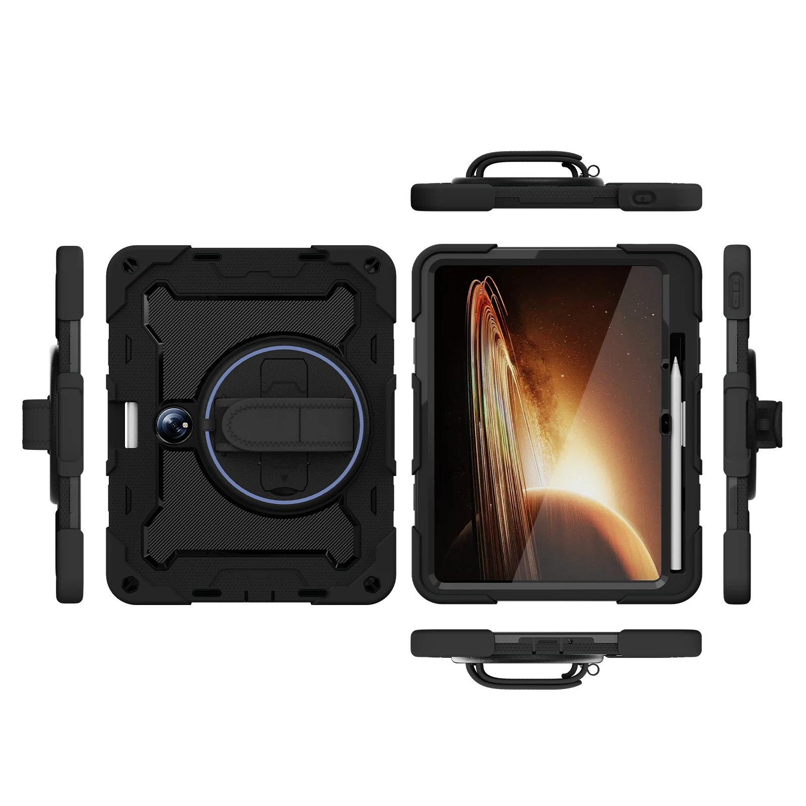 360 Rotatable Heavy Duty Case For OnePlus Pad 2023 11.61 inch Multi Angles Stand Rugged Armor Cover With Hand Strap Shockproof 