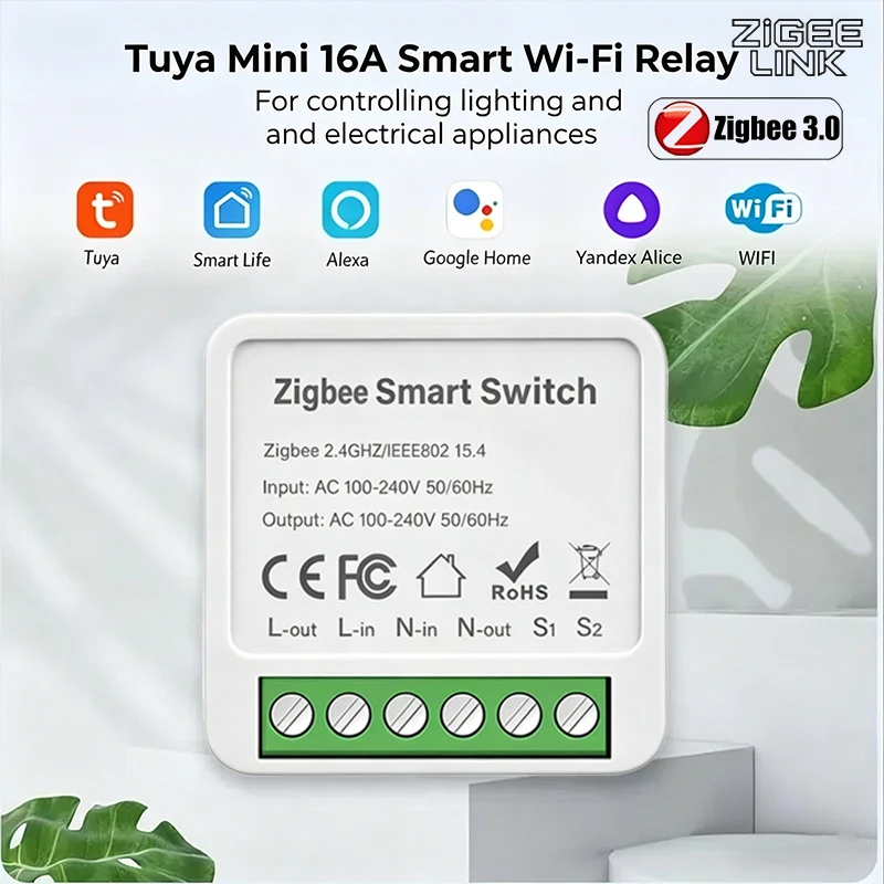 Zigbee 3.0 DIY Mini Switch For Tuya Smart Life Timing WIFI Wireless Control Relay Automation Work With Alexa Google Home