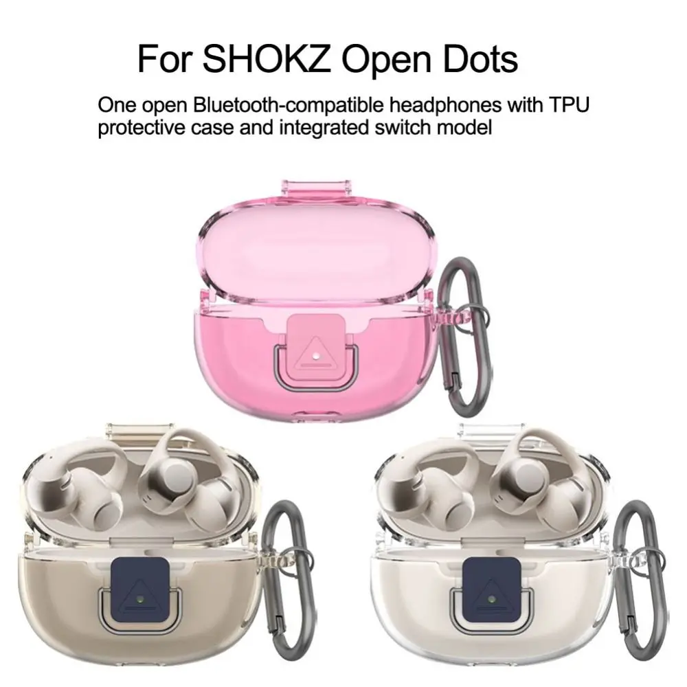 Anti-Fall Earphone Case with Keyring Dustproof Earbuds Cover Shockproof Anti-scratch Charging Box Shell for SHOKZ Open Dots ONE