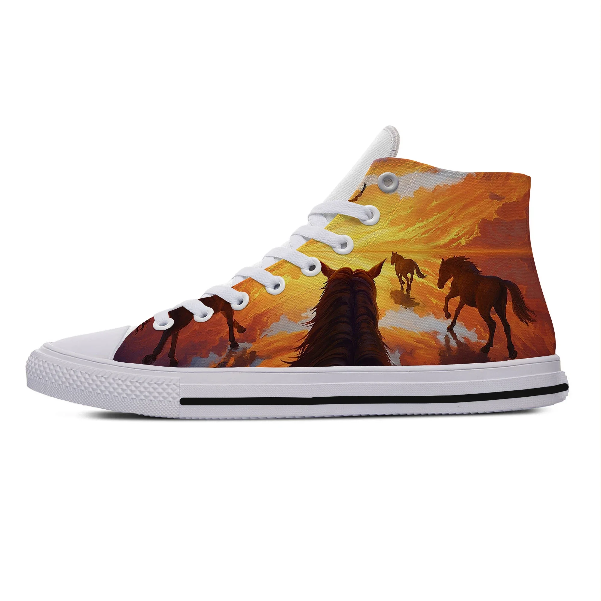 Zapatos de lona de alta calidad para hombre y mujer, zapatillas de deporte transpirables informales, zapatos de tablero clásicos, Animal Crazy Horse Art, novedad