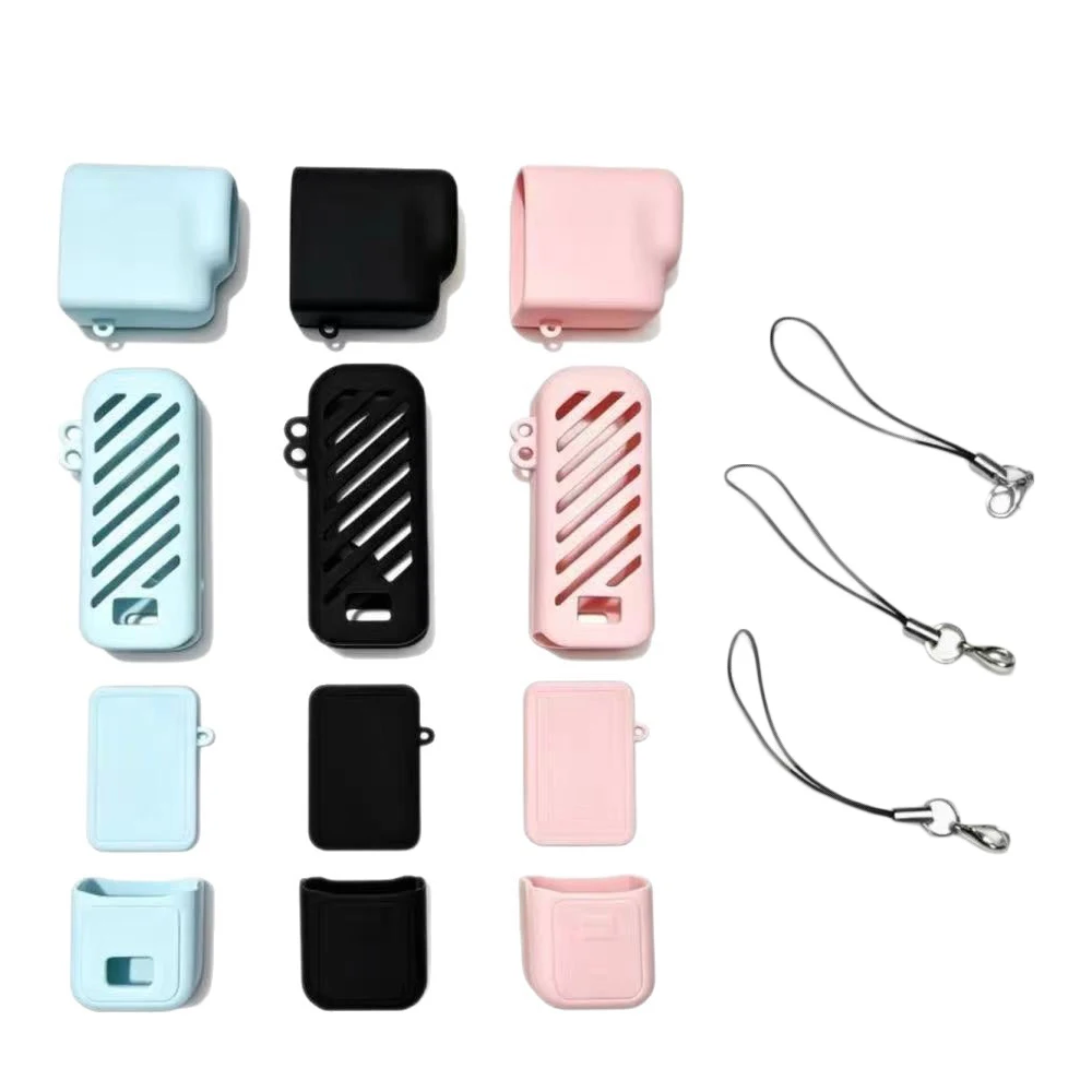 For DJI Osmo Pocket 4 Silicone Case with 3 Anti-Loss Lanyards Heat Dissipation Venting Compatible with Gimbal Clamp