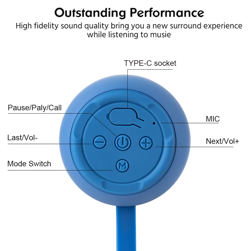 5W Waterproof Outdoor Bluetooth Speaker Wireless Portable Music Subwoofer Column Bass Stereo Player Speaker