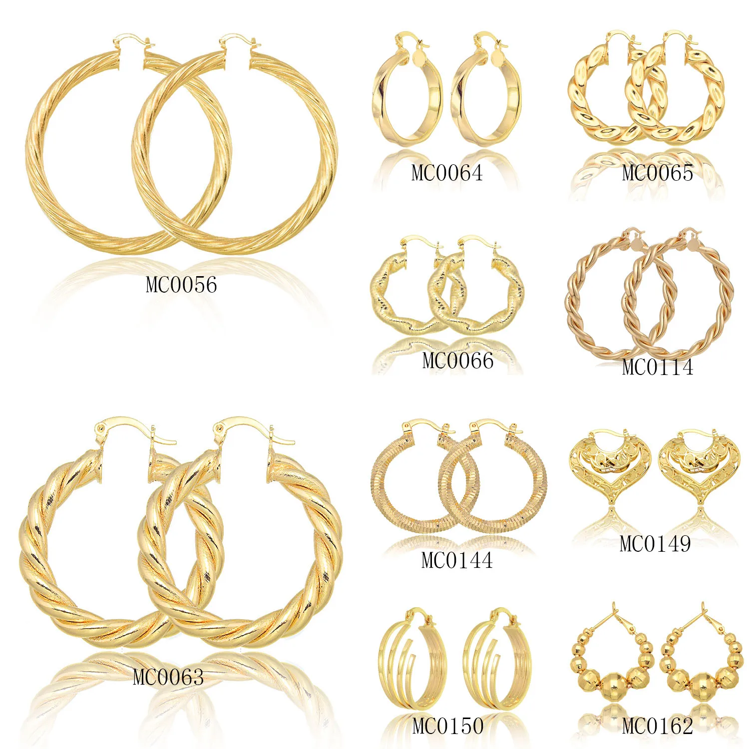 

10 Pairs 18K Gold Plated Copper Hoop Earrings official-website For Women Fashion Jewelry Accessories Wedding Party Gift