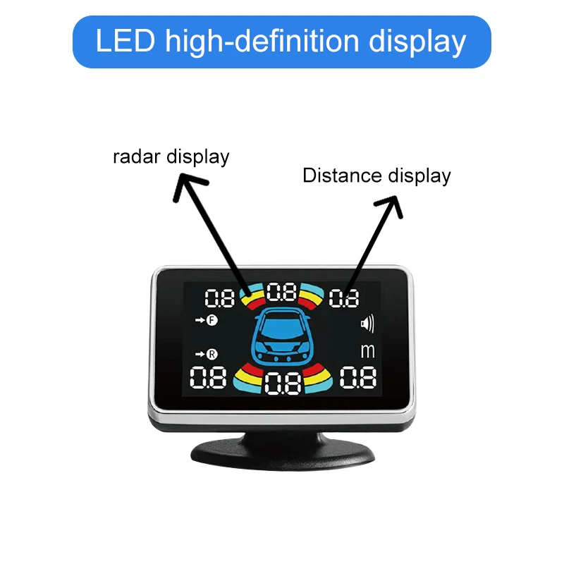 Picture 6: LED parking sensor kit, 6/8 sensors, 22mm reversing radar, multi language audio prompt alarm indicator system, 12 colors