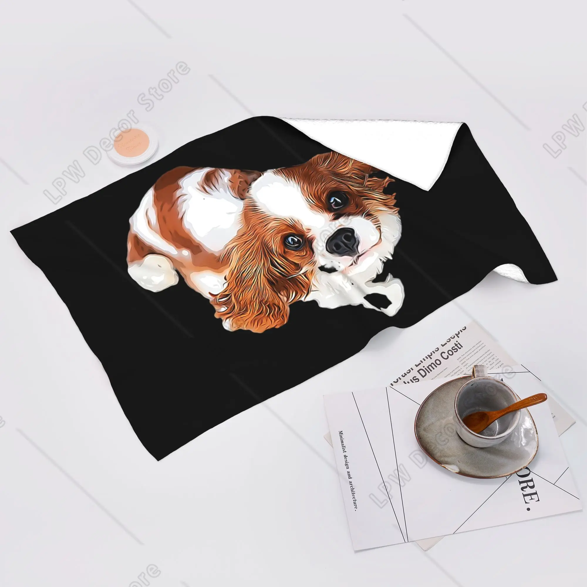 Custom Cavalier King Charles Soft Face Towel Quick Dry Pool Bath Cotton Towels Breathable