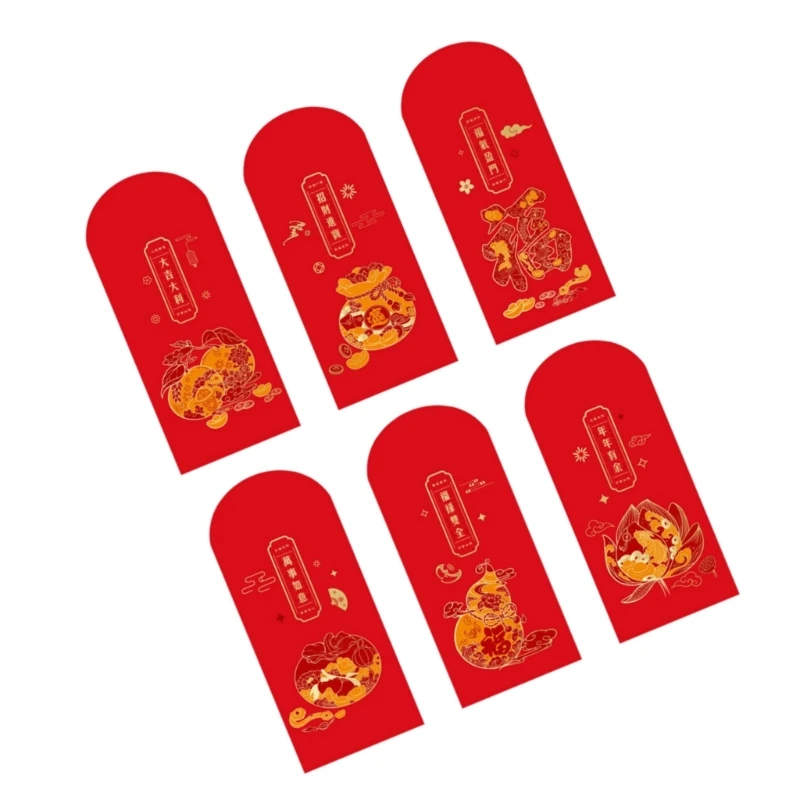 N0HB Pack Of 6 Chinese New Year Snake Designs Money Envelopes For Festival Occasion